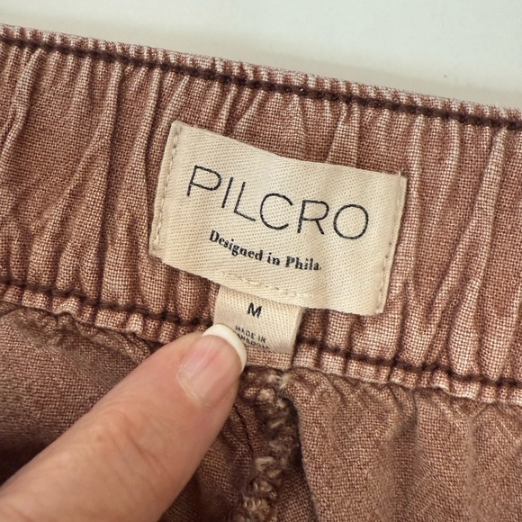 Anthropologie Pilcro Linen Drawstring Pant Washed Brown Pull On Drawstring Comfy - Picture 8 of 8
